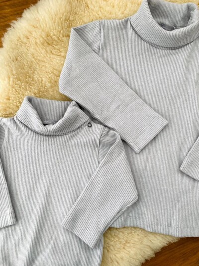 Foto Body Canelado Gola Alta Cinza