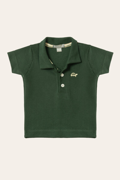 Foto Camiseta Polo Piquet Manga Curta Verde Musgo