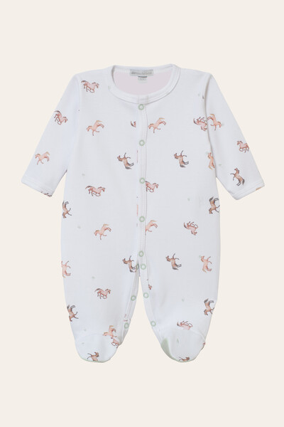 Foto Macacão Horses Algodão Egípcio Branco Bege