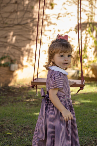 Foto Vestido Eliza Listrinha Azul Marinho Rosa