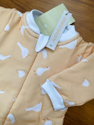 Foto Macacão Astronauta Patinhos Algodão Egípcio Amarelo