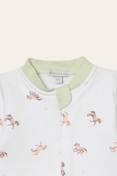 FotoMacacão Astronauta Horses Algodão Egípcio Branco Bege