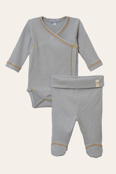 Foto Conjunto Kimono Canelado Cinza