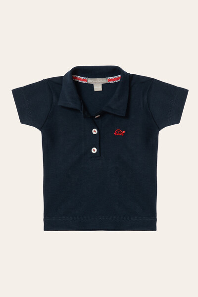 Foto Camiseta Polo Piquet Manga Curta Azul Marinho