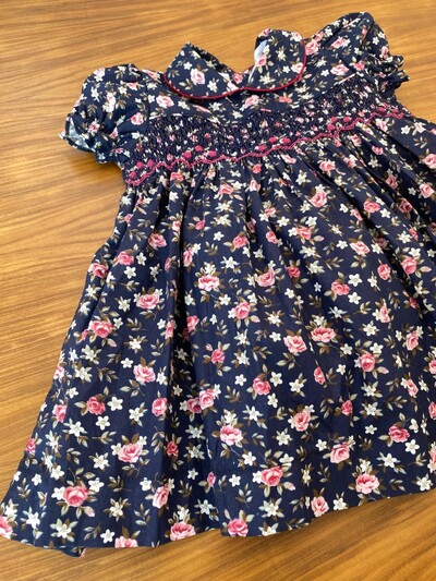 FotoVestido Eliza Rosas Azul Marinho