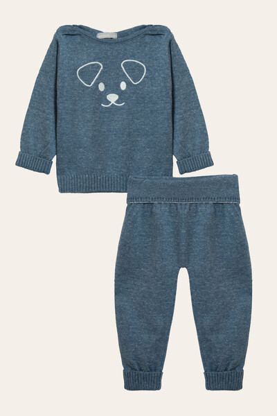 Foto Conjunto Tricot Cachorro Azul Jeans