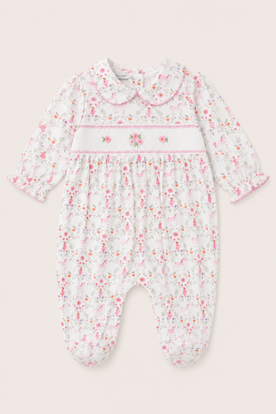 Foto Macacão Smock Floral Pima com Pé Colorido