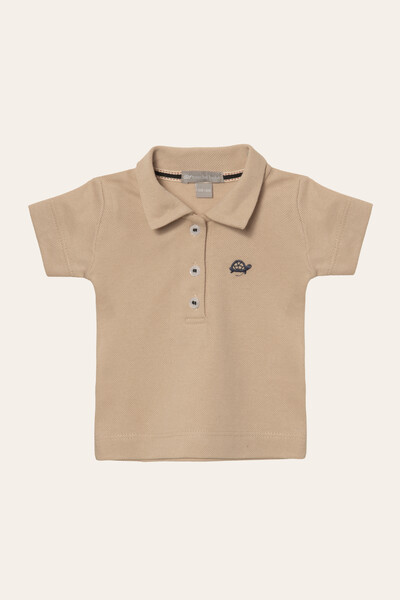 Foto Camiseta Polo Piquet Manga Curta Bege Claro