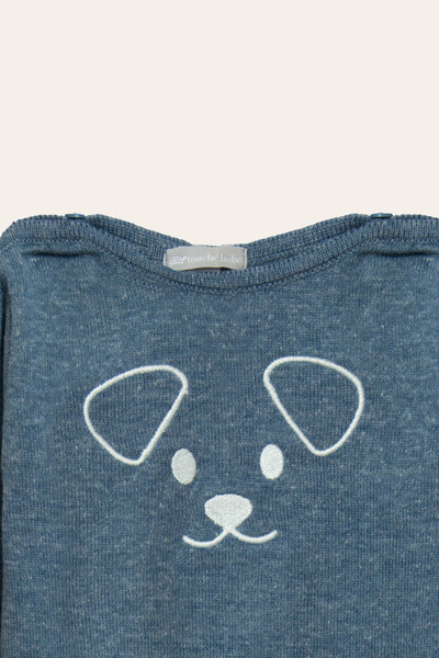 FotoConjunto Tricot Cachorro Azul Jeans