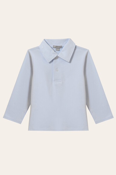 Foto Camiseta Polo Manga Longa Pima Azul Bebê