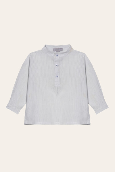 Foto Camisa Gola Padre Listra Branco Azul