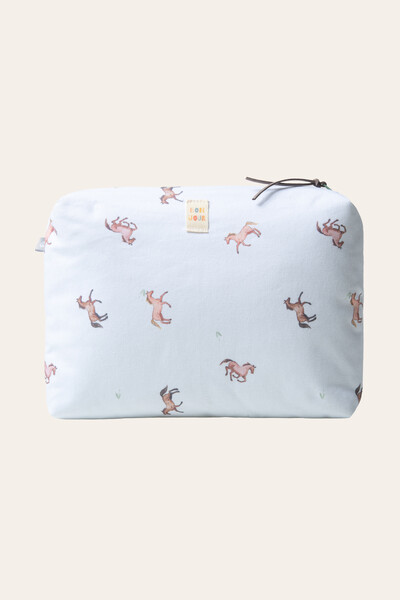 Foto Necessaire Estampa Horses Branco Bege