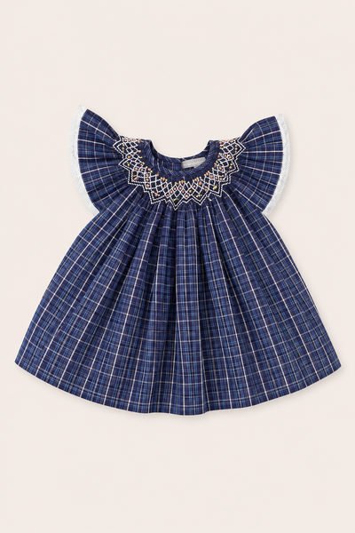 FotoVestido Isabel Xadrez Azul Marinho