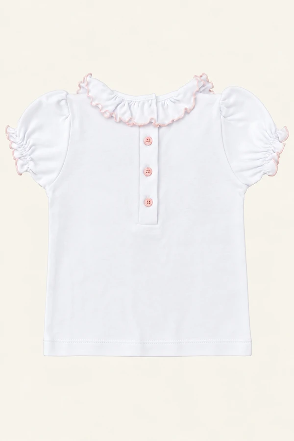 Camiseta Frufru Algodão Egípcio Rosa Claro