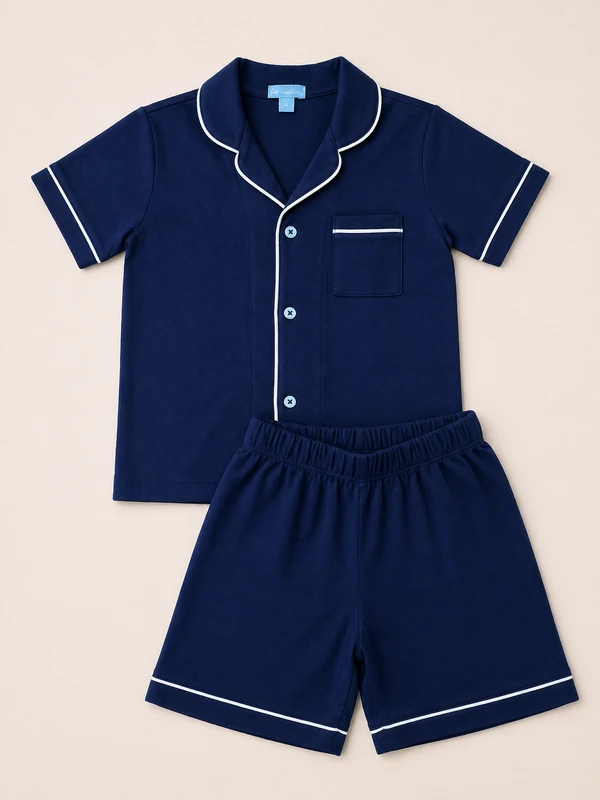 Pijama Curto Pima Azul Marinho