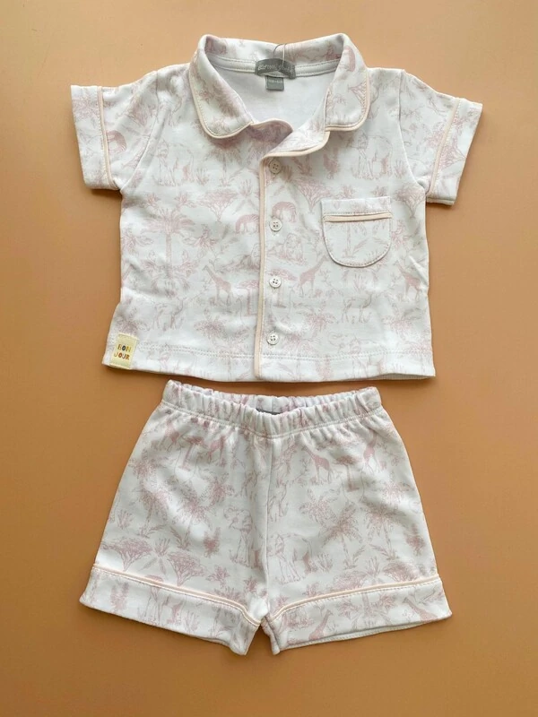 Pijama Toile du Jouy Algodão Egípcio Rosa