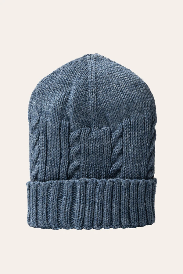 Kit Gorro e Luva Tricot Azul Jeans