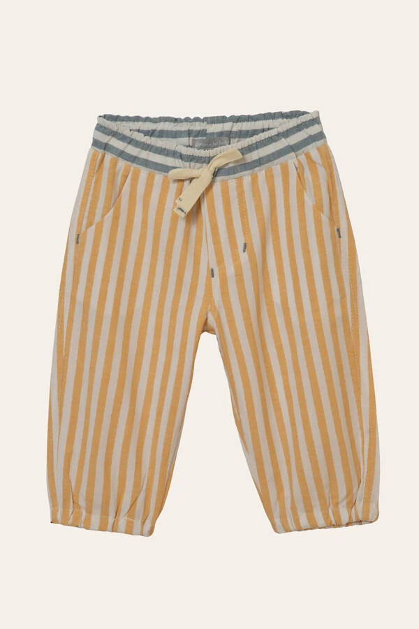 Calça Adora Listrinha Bicolor Azul Jeans Mostarda