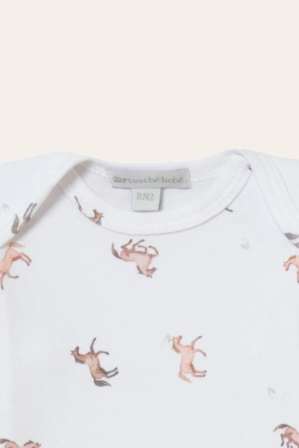 Macacão Horses Algodão Egípcio Branco Bege