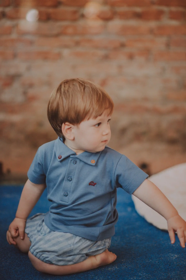 Camiseta polo Botãozinho Azul Jeans