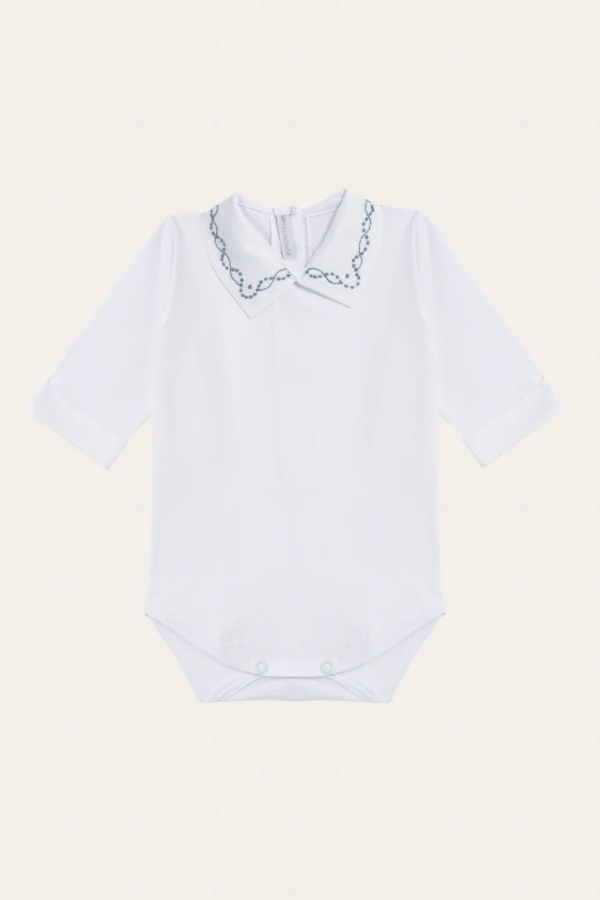 Body com Gola e Punho 110 Azul Jeans