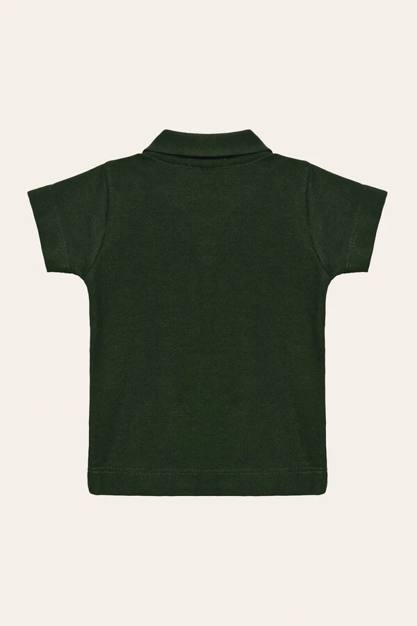 Camiseta Polo Piquet Manga Curta Verde Musgo