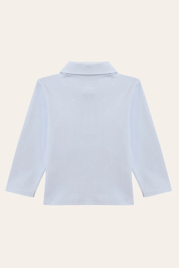 Camiseta Polo Manga Longa Pima Azul Bebê