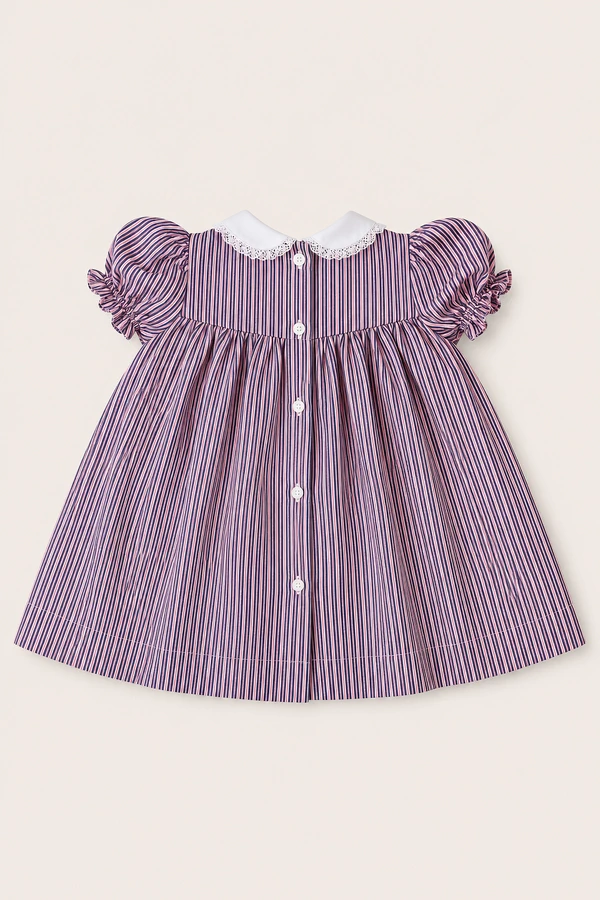 Vestido Eliza Listrinha Azul Marinho Rosa