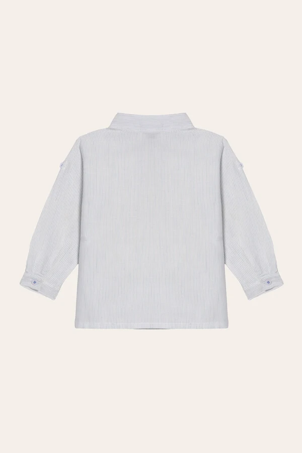 Camisa Gola Padre Listra Branco Azul