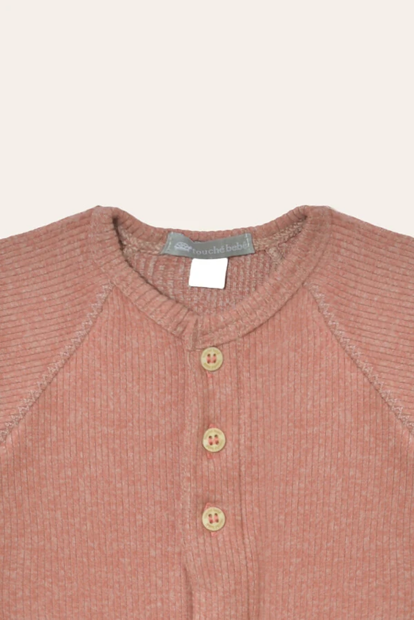 Macacão Canelado Raglan Terracota