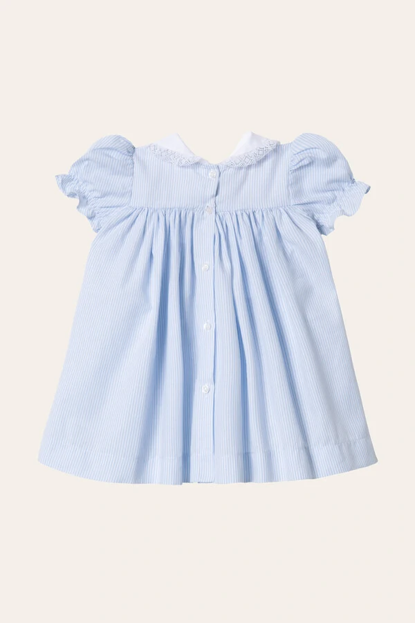 Vestido Eliza Listrinha Azul Bebê Branco