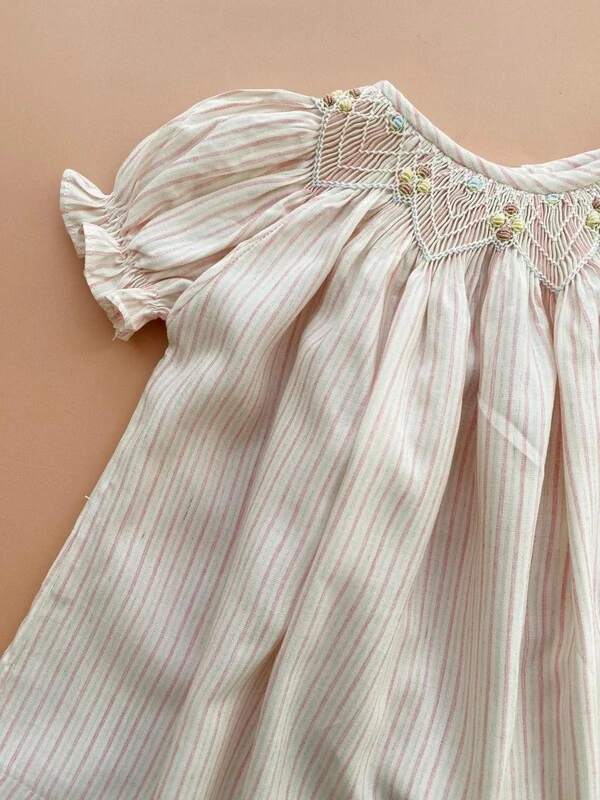 Vestido Isabela Listra Pastel Rosa