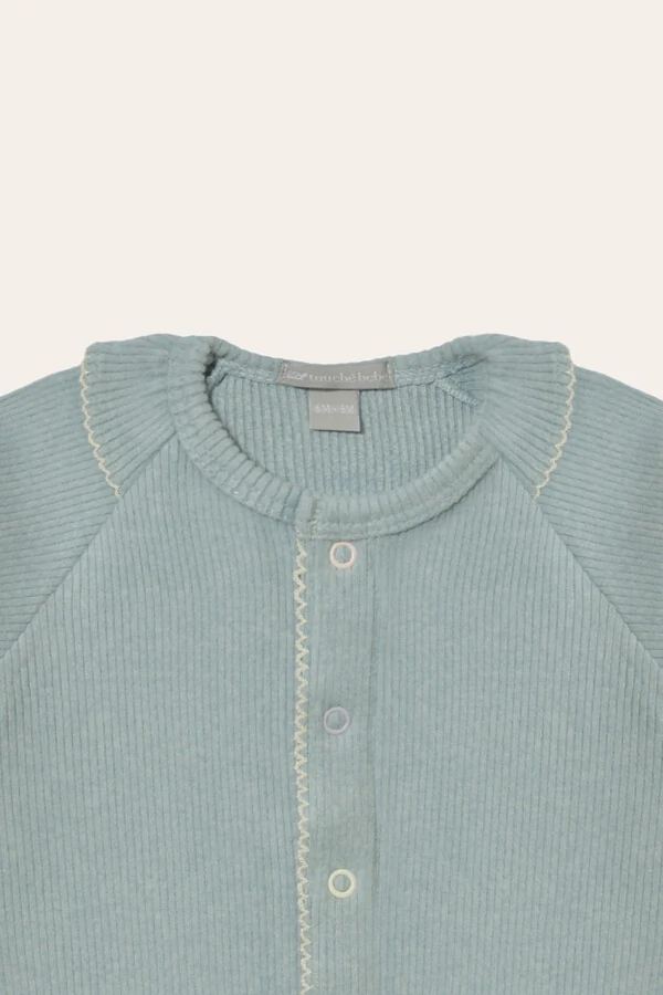 Macacão Canelado Babadinho Azul Bebê