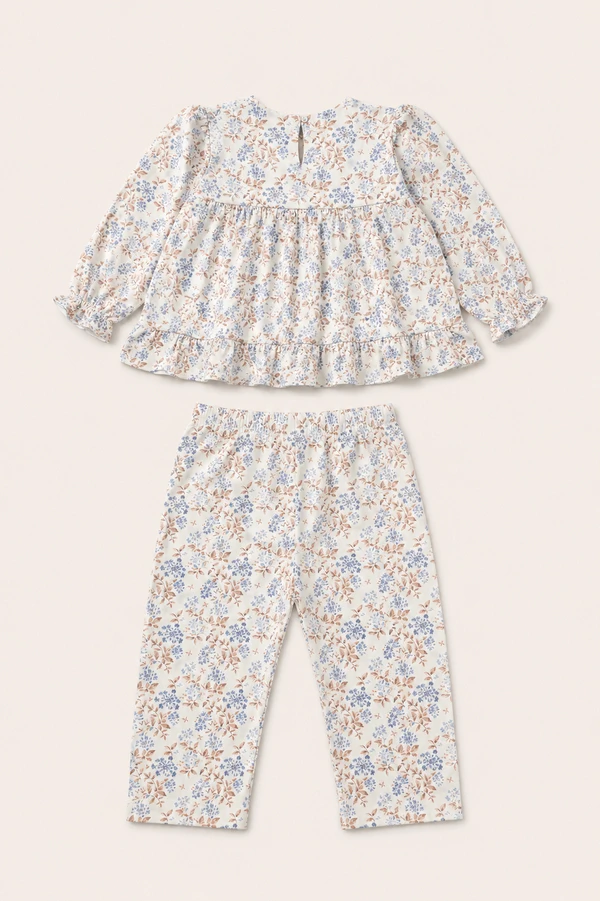 Pijama Floral Pima Rosa Lilás