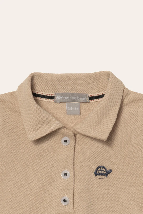 Camiseta Polo Piquet Manga Curta Bege Claro