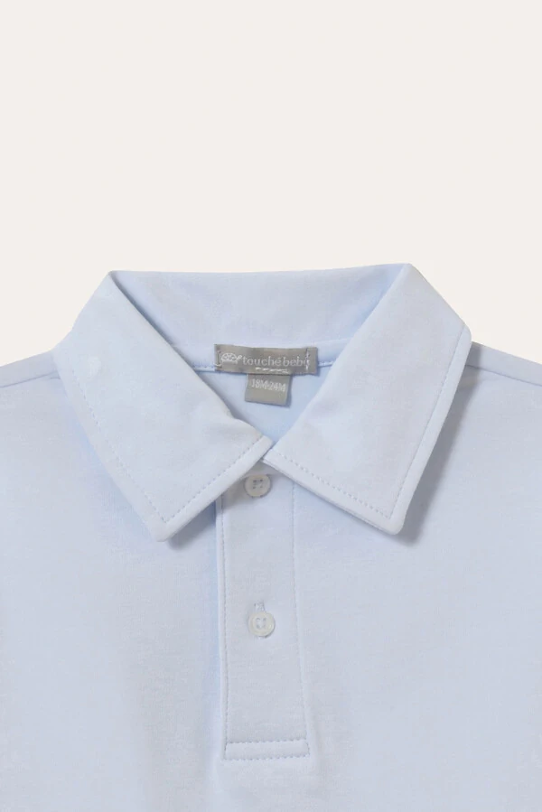 Camiseta Polo Manga Longa Pima Azul Bebê