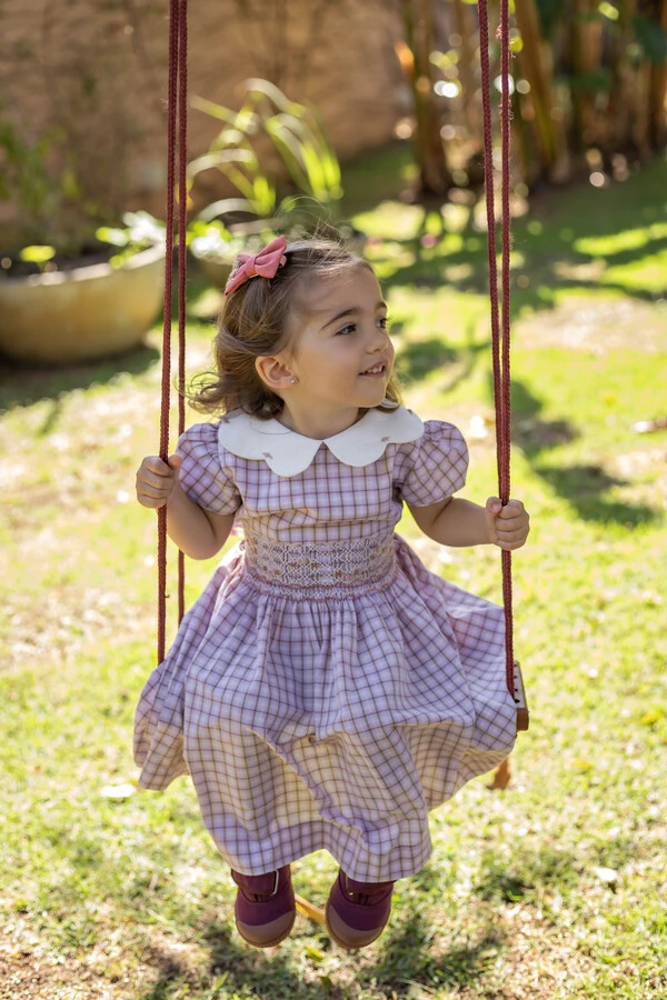 Vestido Carola Xadrez Rosa