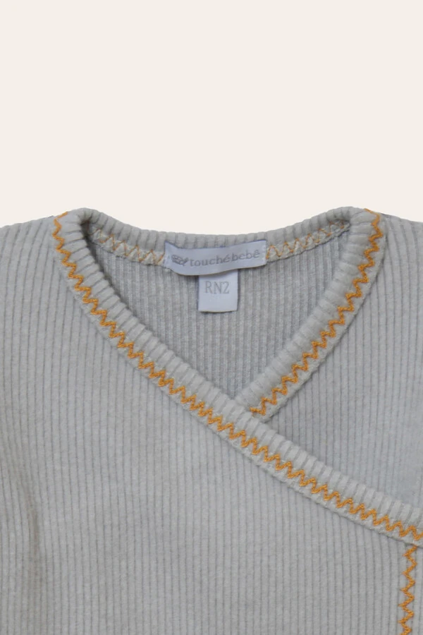 Conjunto Kimono Canelado Cinza