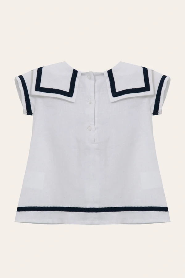 Vestido Marinheira Branco Azul Marinho