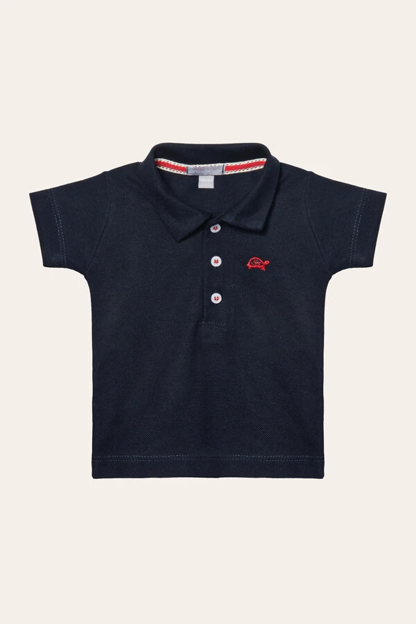 Camiseta Polo Piquet Manga Curta Azul Marinho