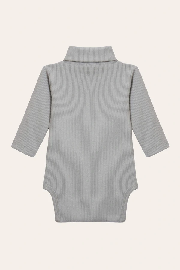 Body Canelado Gola Alta Cinza