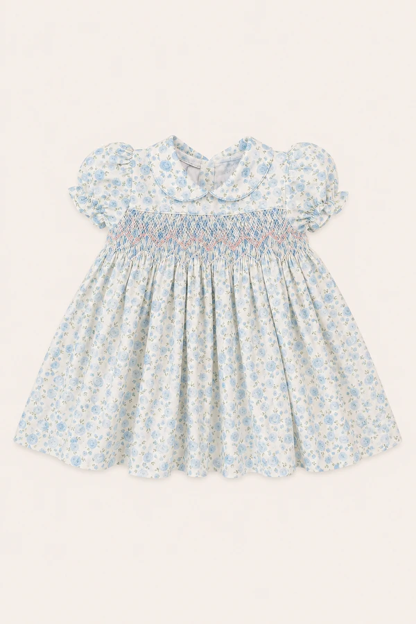Vestido Eliza Rosas Azul