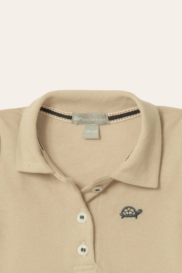 Camiseta Polo Piquet Manga Curta Bege Claro