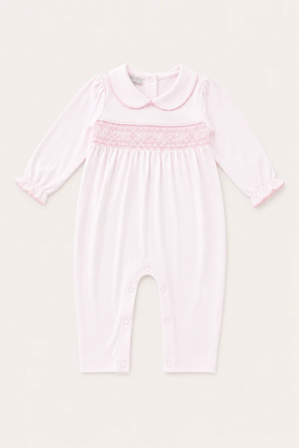 Macacão Smock Pontos Pima sem Pé Rosa