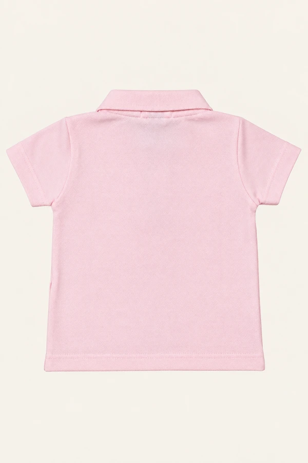 Camiseta Piquet Polo Manga Curta Rosa Bebê