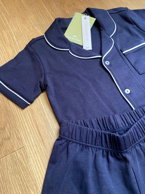 Pijama Curto Pima Azul Marinho