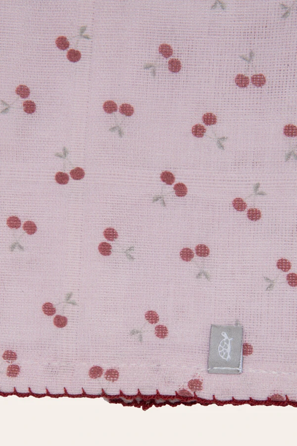 Kit Fralda Estampa Cereja Rosa Vinho