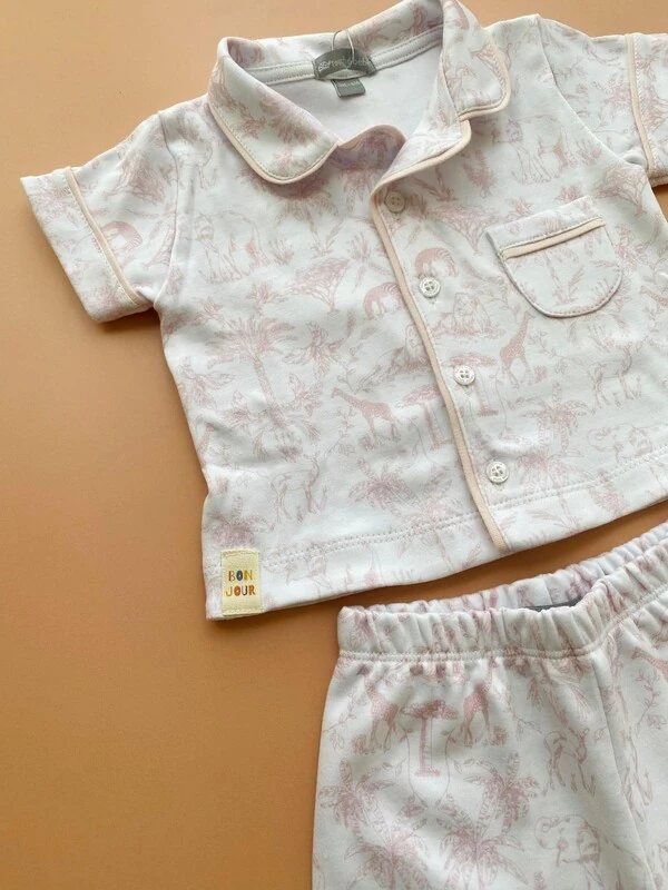 Pijama Toile du Jouy Algodão Egípcio Rosa