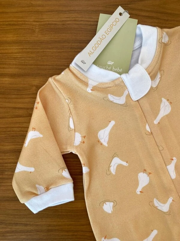 Macacão Patinhos Algodão Egípcio Amarelo