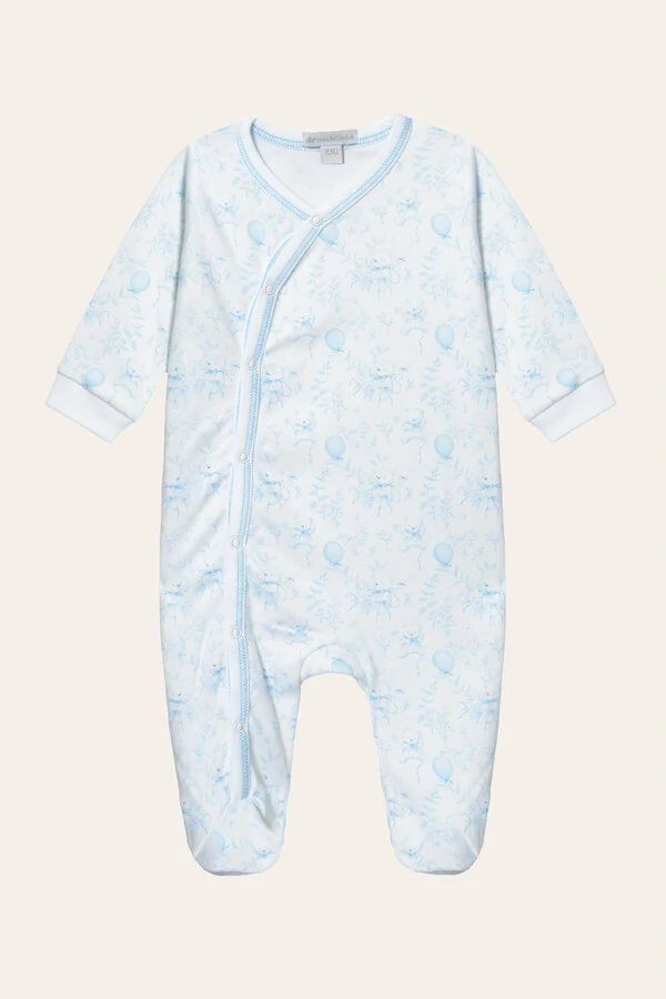 Macacão Abertura Lateral Urso Pima Azul Bebê